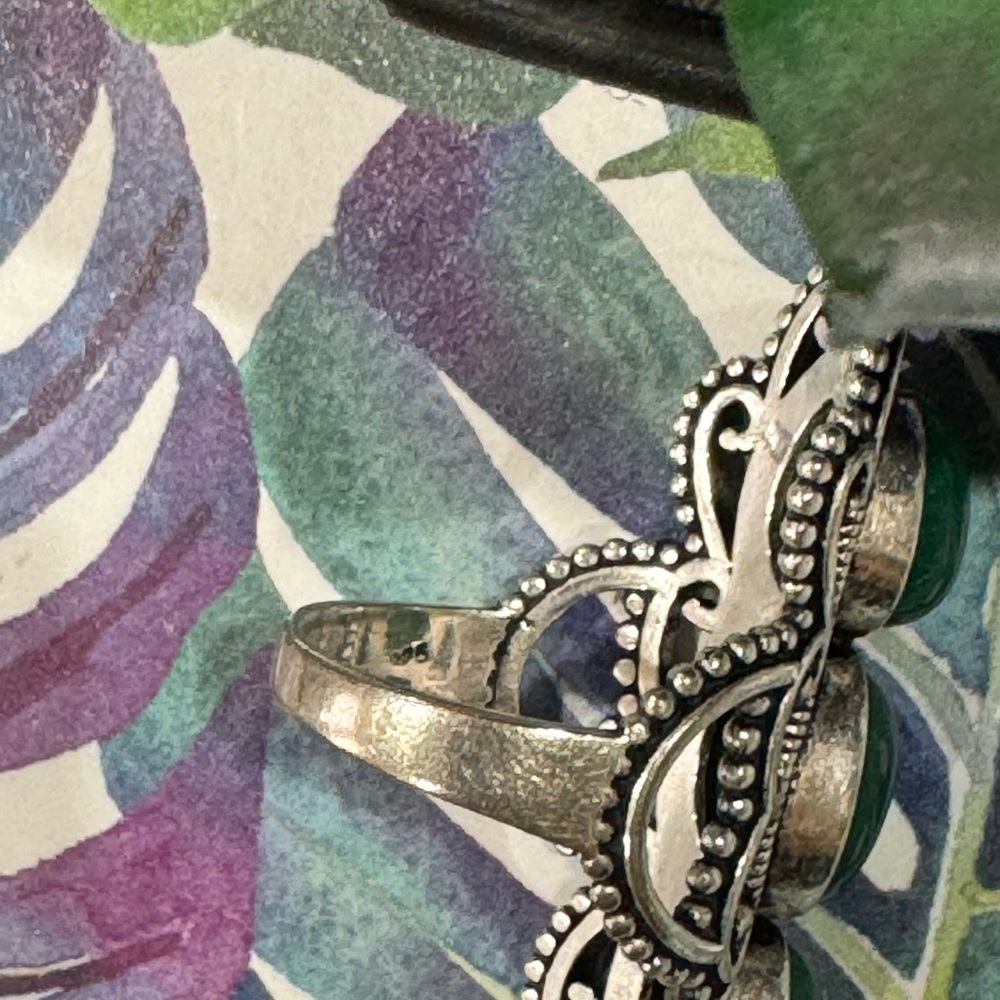 Green Chalcedony Silver Ring - image 6